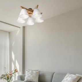 Lustră aplicată Brilagi ANTHONY 5xE14/40W/230V stejar/alb