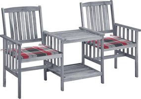 vidaXL Scaune de grădină cu masă de ceai și perne, lemn masiv acacia