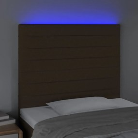 Tablie de pat cu LED, maro inchis, 80x5x118 128 cm, textil 1, Maro inchis, 80 x 5 x 118 128 cm