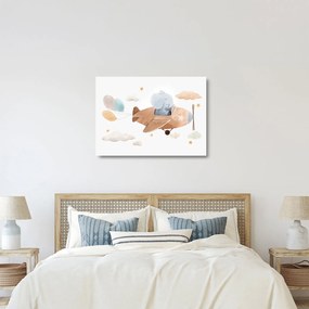 Tablou pe sticlă - Acuarelă elefant într-un avion (70x50 cm)