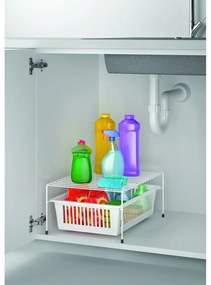 Raft suplimentar din oțel inoxidabil cu spațiu de depozitare Metaltex Dino, alb