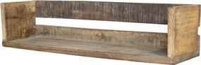 Etajeră de perete din lemn reciclat, natur, cu 1 raft și spate în două tonuri, aspect rustic, 12 x 50 x 13 cm, „Grimaud”