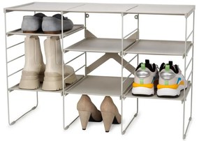Raft reglabil pentru pantofi Joseph Joseph 55009, 12 perechi, 3 rafturi, Baza din otel, Ecru