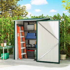 Outsunny Căsuță de Grădină 0,92m² din Oțel Galvanizat, Depozit pentru Unelte cu Ușă Blocabilă, Acoperiș Înclinat, 100x104x160 cm, Verde | Aosom Romania
