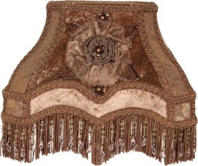 Abajur din textil, maro, formă dreptunghiulară, 17 x 22 x 18 cm, „Victoria”