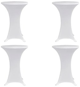 Husă de masă cu picior, Ø80 cm, alb, elastic, 4 buc.