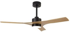 Lustra LED CCT cu ventilator si telecomanda THAI negru/ aspect lemn MA-8716