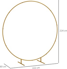Outsunny Arc de Grădină din Oțel Auriu – Arc Decorativ Rotund pentru Baloane, Plante Cățărătoare, Flori – Pentru Nunți, Aniversări, Ceremonii – 2,24 m | Aosom Romania