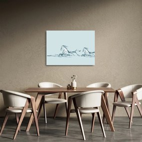 Tablou pe sticlă - Cai din picături de apă (70x50 cm)