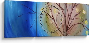Tablou - Copac în fața soarelui (cu ceas) (90x30 cm)