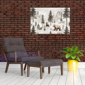 Tablou - Pădure cu Urși (90x60 cm)