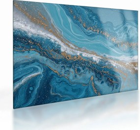 Tablou pe sticlă - Marmură bleu cu aur I. (70x50 cm)