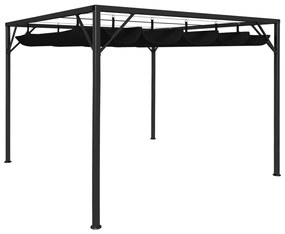 Pavilion de gradina cu acoperis retractabil, antracit, 3 x 3 m Antracit