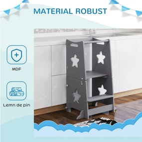 AIYAPLAY Scăunel 2 în 1 pentru Copii cu Bară de Siguranță pentru Bucătărie, Baie, Alb | Aosom Romania