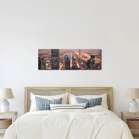 Tabloul cu metropolă luminată (cu ceas) (90x30 cm)
