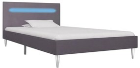 280966 vidaXL Cadru de pat cu LED-uri, gri, 90 x 200 cm, material textil