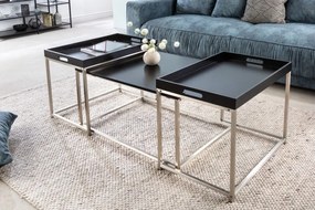 Set de 3 masute design industrial Elements negru