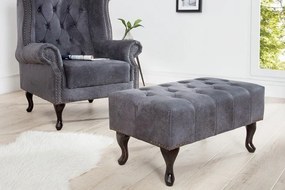 Taburet/ Suport picioare clasic stil englezesc Chesterfield gri antic