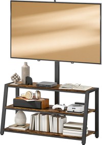 HOMCOM Comodă TV cu suport pentru televizoare de 81-178 cm, rafturi deschise, unghi reglabil 35°, 108x41x135cm, maro | Aosom Romania