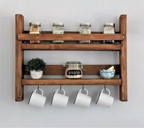 Raft de perete pentru bucatarie, seria wood, Homs, 45x34x10 cm, lemn natur,700014