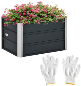 Outsunny Carré potager pat de grădină înălțat din oțel galvanizat fund deschis design extra adânc 66 x 47 x 40 cm gri închis | Aosom Romania