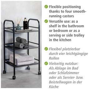 Etajeră pe roți neagră din metal 41x75 cm – Wenko