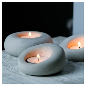 Sfeșnice din beton 3 buc. Donut – Mioli Decor