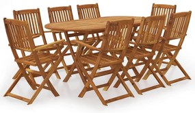 vidaXL Set mobilier de grădină pliabil, 9 piese, lemn masiv acacia