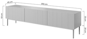 Comodă TV Nicole 200 cm - MDF roz antic / picioare negre