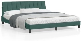 3207864 vidaXL Cadru de pat cu tăblie, verde închis, 180x200 cm, catifea