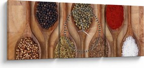 Tablou - condimente și linguri (cu ceas) (90x30 cm)