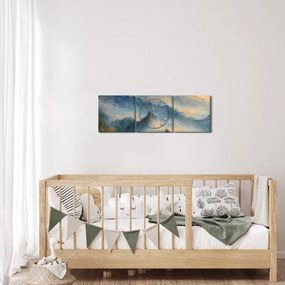 Tablou - Peisaj montan pictat (cu ceas) (90x30 cm)