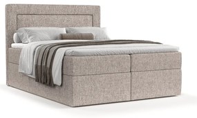 Pat boxspring maro deschis cu spațiu de depozitare 160x200 cm Imagine – Maison de Rêve