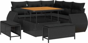 vidaXL Set de canapele pentru grădină 8 pcs Negru poliratan