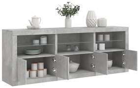 vidaXL Dulap cu lumini LED, gri beton, 181,5x37x67 cm