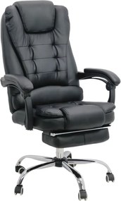 Scaun de birou EMPEROR, suport pentru picioare, recliner 135 , Piele ecologica, Negru
