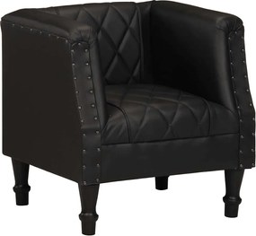 vidaXL Fotoliu spătar rotund, negru, piele naturală de capră