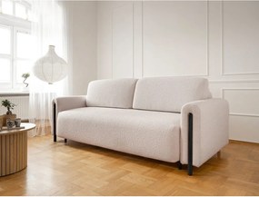 Canapea bej/crem extensibilă/cu spațiu de depozitare cu tapițerie din țesătură bouclé 244 cm Arcadova – ELTAP