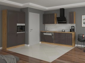 Dulap inferior de bucătărie sub chiuvetă Sheila 80 ZL 2F BB (Stejar artisan + grafit). 1040880
