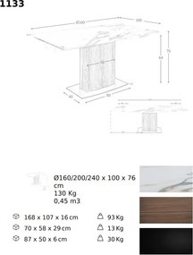 Masa extensibila deosebita design LUX Porcelain Marble 160-240cm