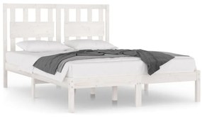 3103909 vidaXL Cadru de pat dublu, alb, 135x190 cm, lemn masiv de pin