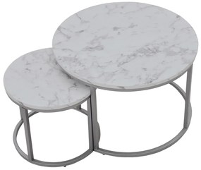 Set 2 mese de cafea Paola - marmura/silver