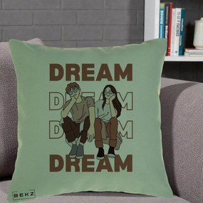 Perna Decorativa Dream Couple Aesthetic, 40x40 cm, Verde, Husa Detasabila, Perna Inclusa, BEKZ®