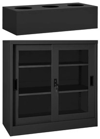 vidaXL Dulap cu ușă glisantă și jardinieră, antracit, oțel