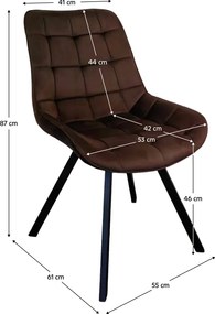 Scaun de sufragerie, ţesătură Velvet maro închis/negru, SAMIRA