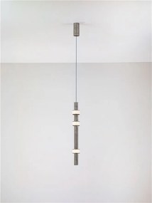Pendul tub subtire aluminiu gri inchis si alabastru LED MARLOW