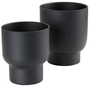 Fulda Ghivece de flori, metal, negru, 2pcs