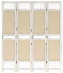 vidaXL Paravan de cameră cu 4 panouri, crem, 140x165 cm, textil