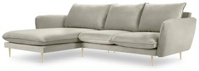 Coltar tapitat Vienna 5 locuri velvet/picioare gold – L255 x l170 x h95