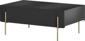Măsuță de cafea cu sertare Malmi 100 cm - negru mat / picioare aurii